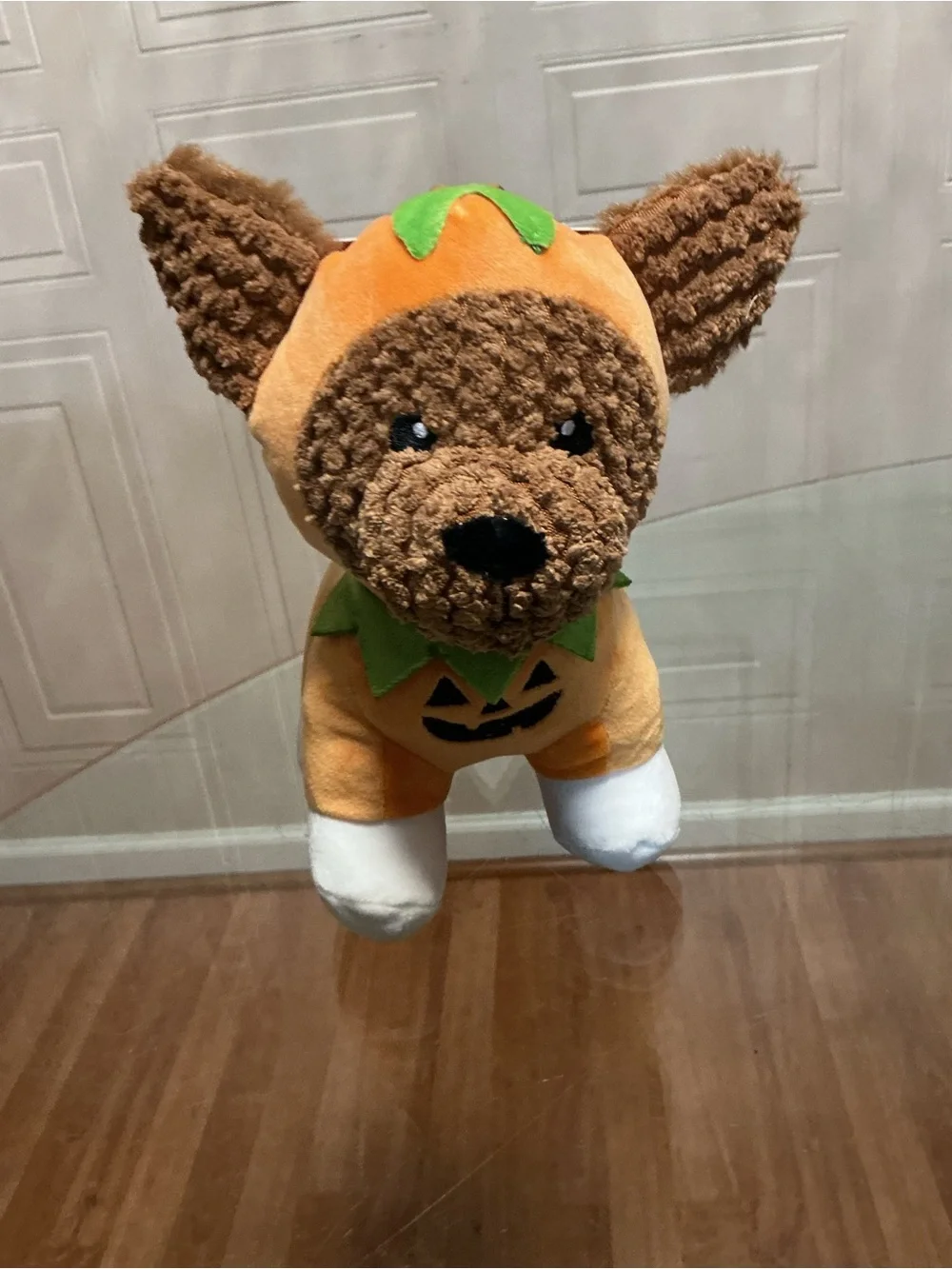 Brand New Giftable Pumpkin Doggie Very Solf Dog With Clinker & Squeaker 10”